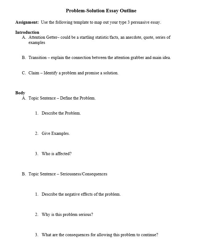 essay suggesting solutions to problems example