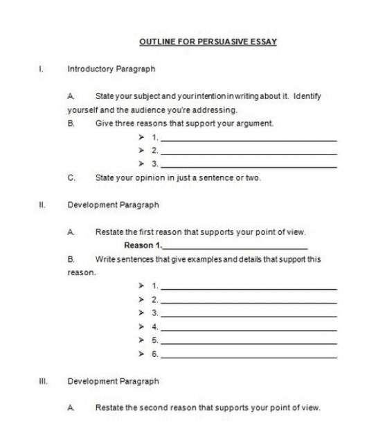 narrative speech outline template