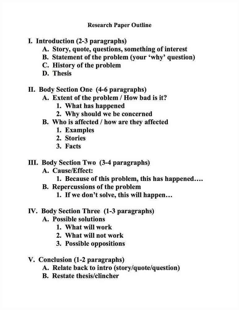 outline the format of writing a research project