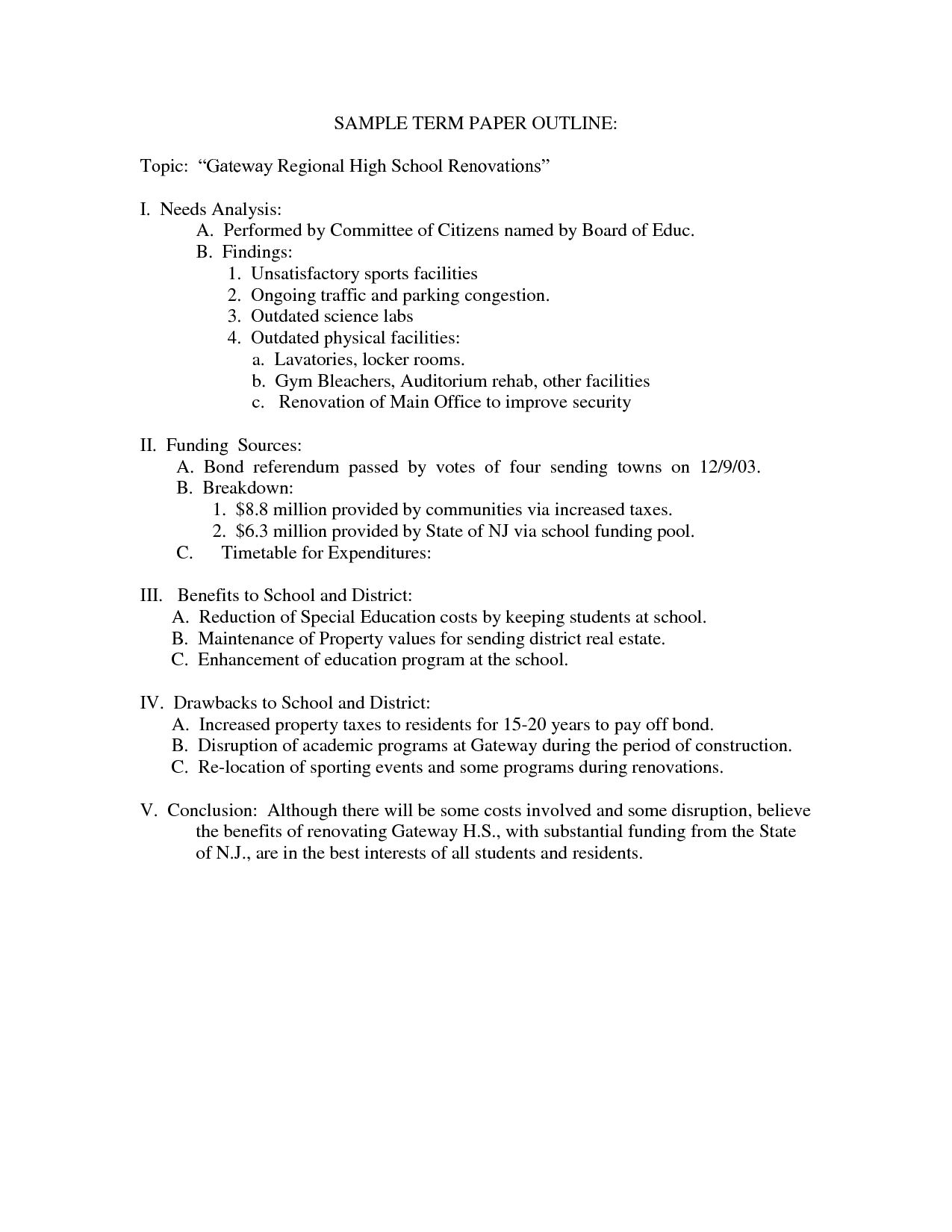 high school term paper requirements