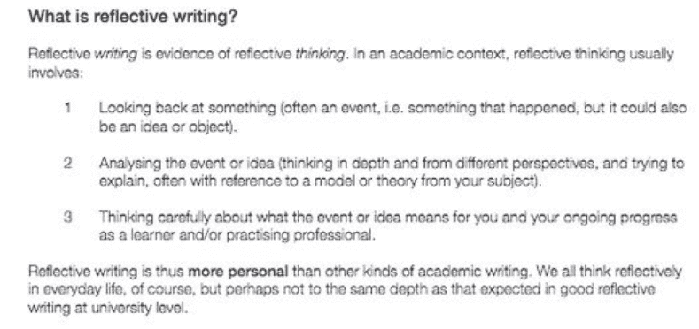 what is reflective writing